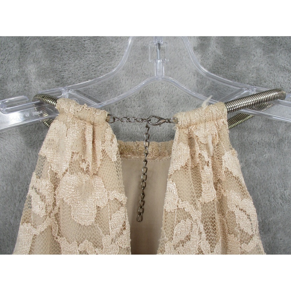 Xscape Dress Womens 4 Sheer Floral  Lace Trumpet Gown Feminine Wedding Lined Tan - Picture 9 of 14